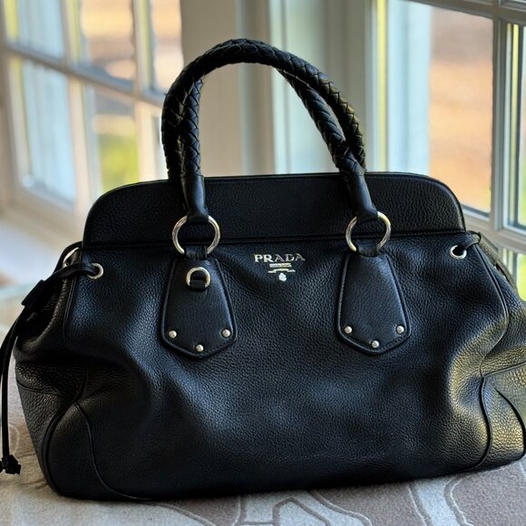 Prada Black Buffalo Leather Satchel/Dr. Bag - Picture 1 of 9